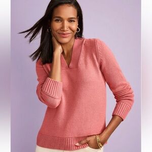Talbots Mauve Glow V-Neck Sweater Size Large Soft Knit Coastal Preppy Spring